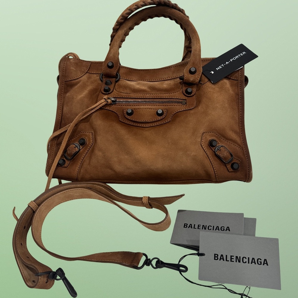 Balenciaga Le City small nubuck camel tan suede! NWT and SOLD OUT ONLINE!
